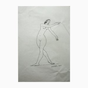Giuseppe Del Debbio, Nude, Ink Drawing on Paper, 2001