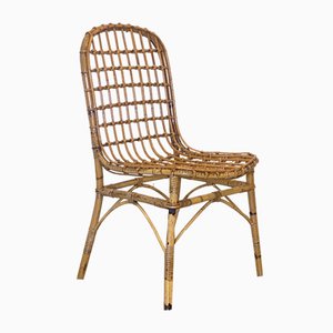 Rattan and Bamboo Chairs in the style of Tito Agnoli, 1970s, Set of 4
