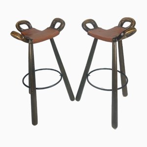 Brutalist Marbella Saddle Stools attributed to Sergio Rodrigues for Confonorm, 1970s, Set of 2