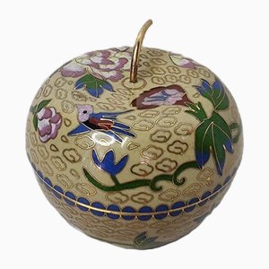 Joyero chino de manzana cloisonné de finales del siglo XX, años 80
