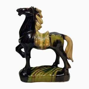 Cavallo in ceramica smaltata a tre colori, anni '80