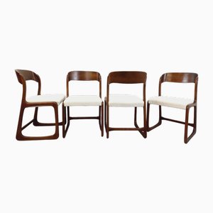 Vintage Baumann Sled Chairs aus Holz & French Terry Stoff, 1970er, 4er Set