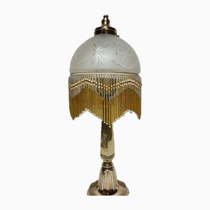 Brass Boudoir Table Lamp with Frosted Glass Shade, 1970s