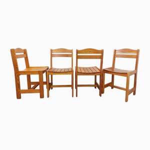 Vintage Pine Chairs, 1970s, Set of 4