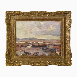 Louis Tesson, Coast with Rocks, 19ème Siècle, Peinture à l'Huile, Encadrée