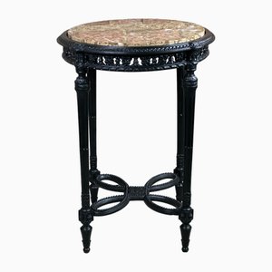 Louis XVI Style Pedestal Table in Wood with Marble Top