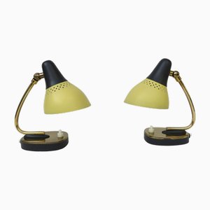 Lampes de Bureau en Laiton Laqué Jaune et Noir, Allemagne, 1950s, Set de 2