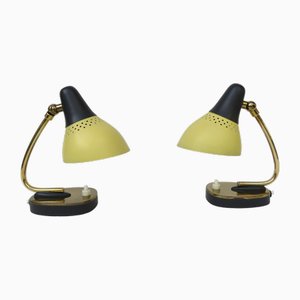 Table Lamps in Brass Lacquered in Yellow and Black, Germany, 1950s, Set of 2
