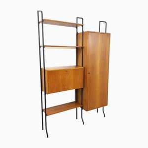 Vintage Italian Double Shelf Bookcase in Wood and Metal, 1960s