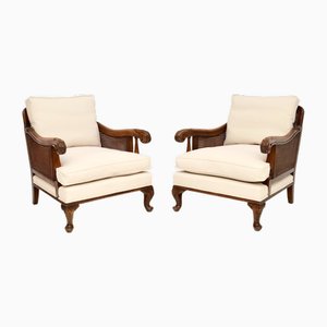 Antique Cane Bergere Armchairs, 1910, Set of 2