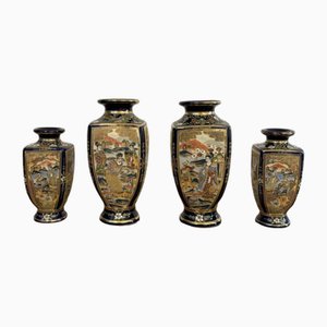 Antique Japanese Satsuma Vase Set, 1900, Set of 4