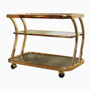 Vintage Brass and Smoked Glass Three Tier Bar Cart attributed to Morex, Italy, 1970s