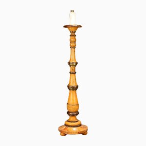 Antiker Kerzenhalter aus Lackiertem Holz, Italien, 19. Jahrhundert
