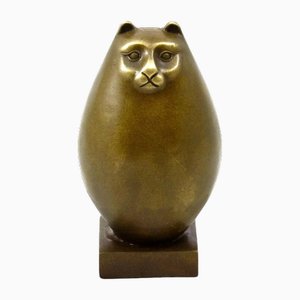 Escultura en bronce del Gran Gato al estilo de Fernando Botero, siglo XX
