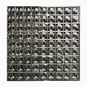 Espejo de bruja cuadrado facetado con efecto infinito, siglo XX