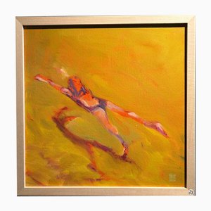 Birgitte Lykke Madsen, Nuotatrice-Giallo, 2023, Oil Painting, Framed