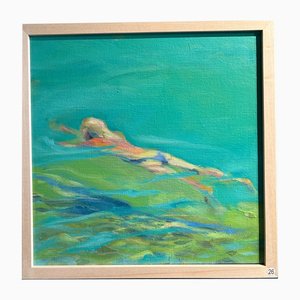 Birgitte Lykke Madsen, Nuotatrice, 2023, Peinture à l'huile, Encadré