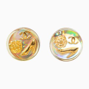 Resin Cc=C Clip on Earrings from Chanel, Set of 2