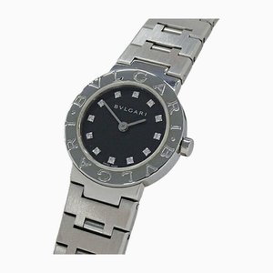 Reloj de acero inoxidable de cuarzo con diamantes en negro de Bvlgari