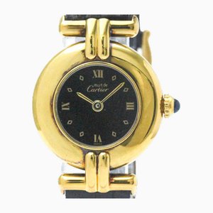 Must Colisee Gold Plated Leather Quartz Ladies Watch from Cartier