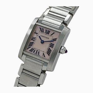 Reloj Tank Francaise SM de cuarzo rosa de acero inoxidable de Cartier
