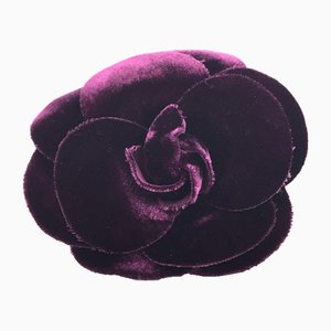 Camellia Corsage Brooch in Purple Velvet from Chanel