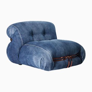 Roy Rogers Denim Soriana Armchair by Afra and Tobia Scarpa for Cassina
