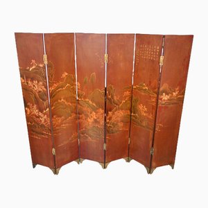 Japanese Lacquer Screen with 6 Leaves