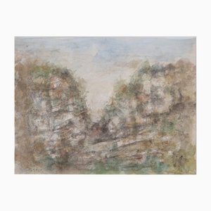 Gilbert Pastor, Passage in the Center of Two Cliffs, Aquarelle Originale