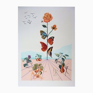 Salvador Dali, Flordali II: The Butterfly Rose, 1981, Lithographie Originale