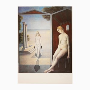 Paul Delvaux, Nackte Frauen am Meer, Lithographie