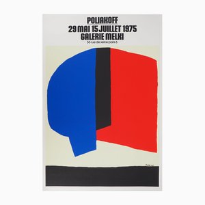 Serge Poliakoff, Blue, Black and Red Composition, Silkscreen Poster