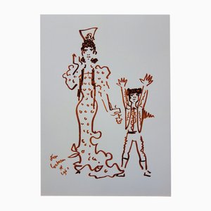 Jean Cocteau, The Mother with the Bullfighter's Son, Lithograph, 1965