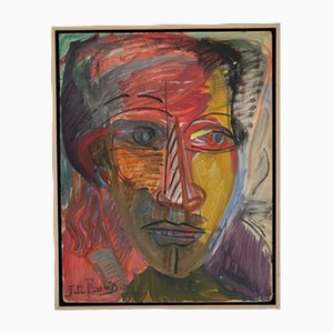 Patrick Bourdin, Gesicht, Öl auf Leinwand