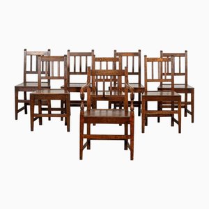 19th Century English Oak Vernacular Chairs, 1890, Set of 8