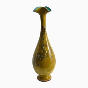 Chinoiserie Ochre Yellow Dragon Vase from Lambeth Doulton, England, 1890s