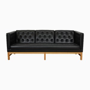 Ej-315 3-Seater Sofa in Black Leather by Erik Jørgensen