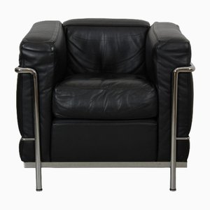 Lc-2 Armchair in Black Pelle Leather by Le Corbusier, 2000s
