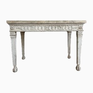 George II Style Neoclassical Carved & Painted Side Table