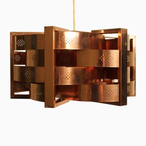 Copper Pendant Light by Werner Schou for Coronell Electro, Denmark, 1969
