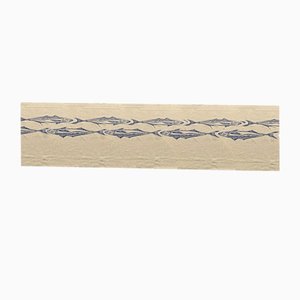 Carapau - Tovaglia in puro lino stampata con due file di sugarelli che nuotano avanti e indietro attraverso la parte superiore
