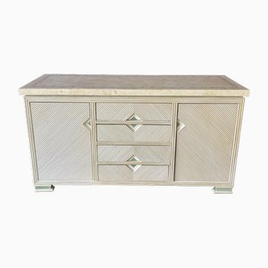Mediterranean Pencil Reed Sideboard with Marble Top, 1970s