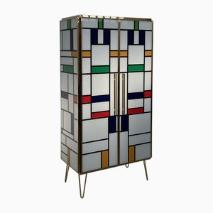 Two-Door Wardrobe in Colored Glass, 1980s
