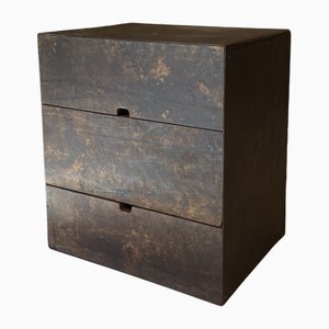 Reclaimed Chestnut and Marble Plaster Nightstand