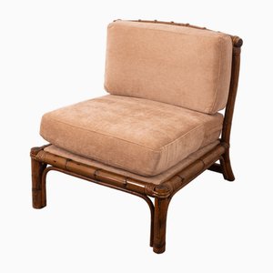 Vintage Italan Armchair in Bamboo & Fabric, 1960s