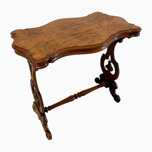 Antique Victorian Burr Walnut Shaped Centre Table, 1860s