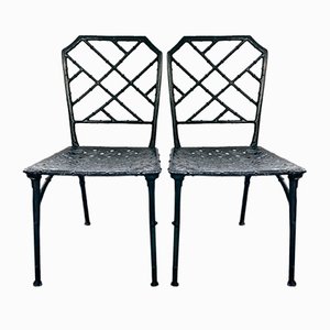 Metal & Faux-Bamboo Bistro Chairs, France, 1950s, Set of 2