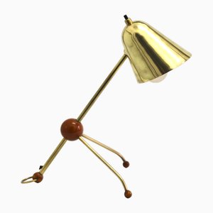 Mid-Century French Adjustable Tripod Table, Desk or Wall Lamp in Brass by Jacques Biny for Luminalité, 1950s