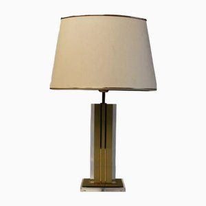 Hollywood Regency Style Acrylic Glass and Brass Table Lamp