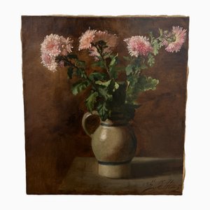 Joseph Mittey, Bouquet de Chrysanthèmes, 1871, Huile sur Toile
